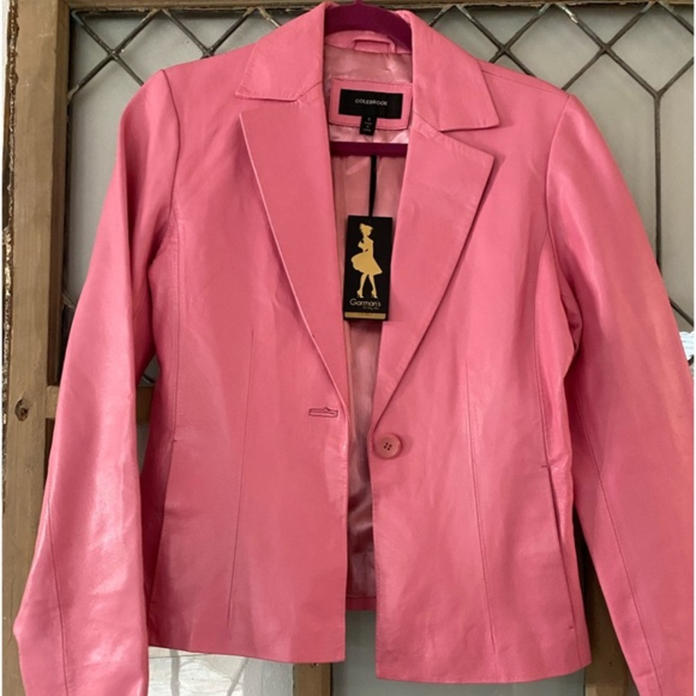 COLEBROOK vintage PINK LEATHER BLAZER- UNIQUE & GORGEOUS! FLATTERING too💕